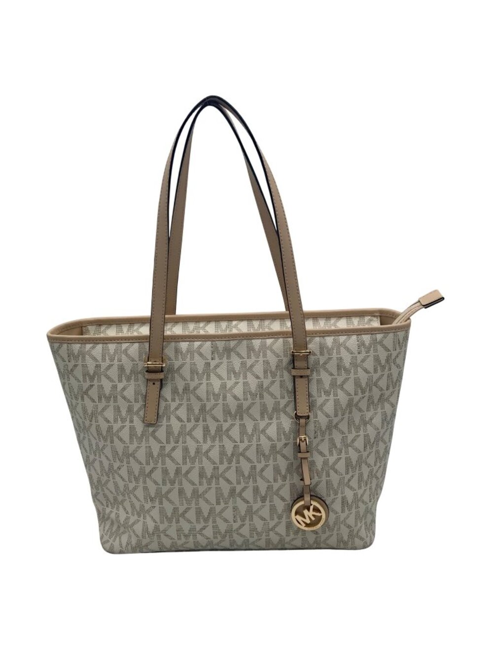 Michael Kors Cream Faux Leather Jet Set Travel Size Tote Bag